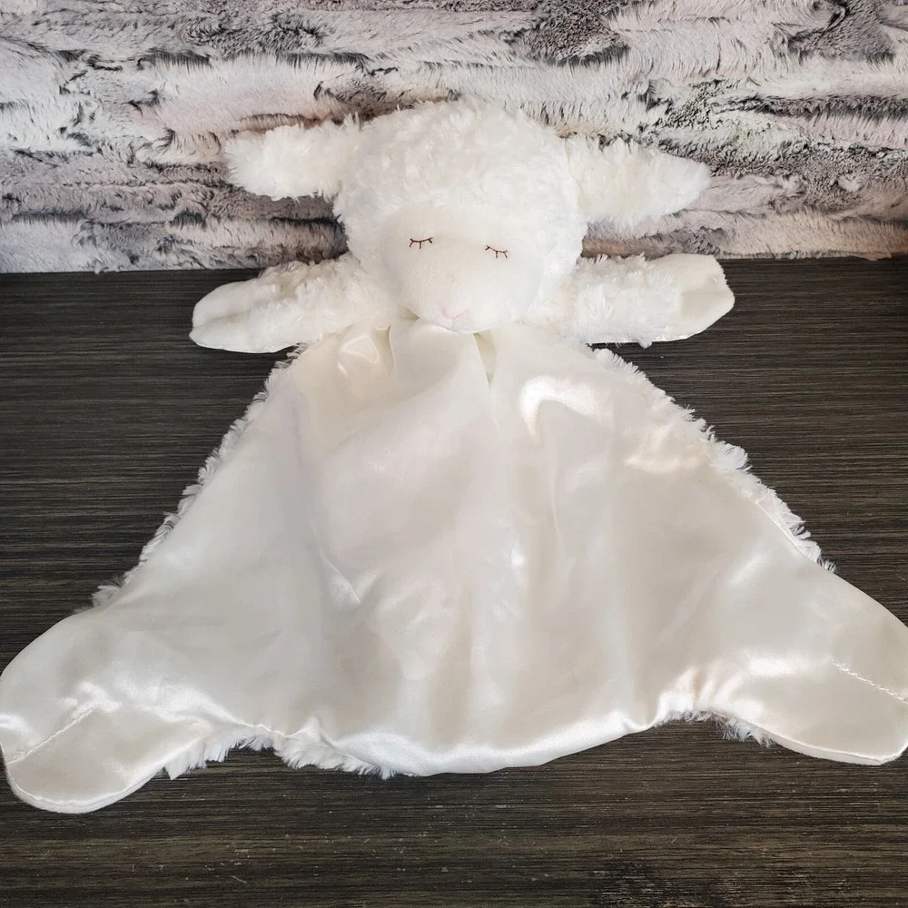 Baby Gund Winky White Lamb Sheep Satin Plush Security Blanket Huggybuddy 058928‎